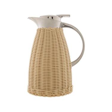 Imagem de Garrafa Térmica Wolff de Aço Inox e Rattan Bege 1,5L, 1,5L, Bege