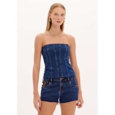 Imagem de Blusa Corset Jeans Sem Alças-Feminino