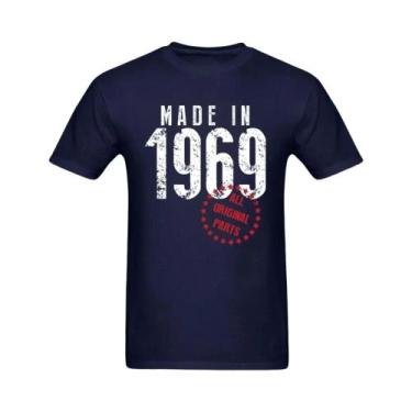 Imagem de Camiseta Casual Masculina Vintage De Algodão Respirável 1969: Tops E C