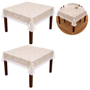 Imagem de 2 Toalhas Mesa PEVA Rendada Impermeável Lavável 140x140cm - Inter