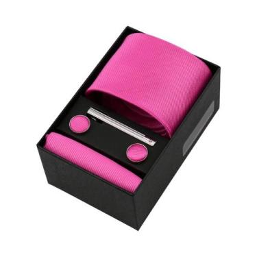 Imagem de Conjunto De Gravata Masculina De Luxo Em Cor Sólida Com Lenço De Bolso