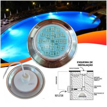 Imagem de Refletor Power Led 5W Inox Cor Da Luz Azul Iluminação Para Piscina - B