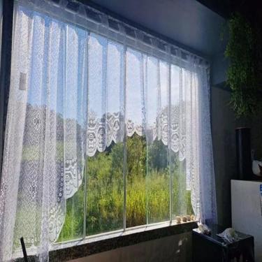 Imagem de Cortina Bando Renda Cascata Branca Lisa Cozinha - Cortilester