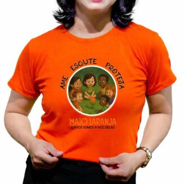 Imagem de Camisetas maio laranja babylook feminina campanha proteção as crianças