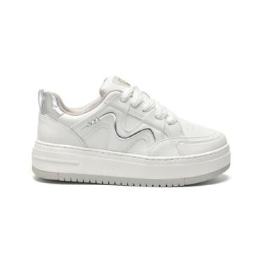 Imagem de Tênis Feminino Via Marte Casual Confortável Original, Branco, Prata, 3