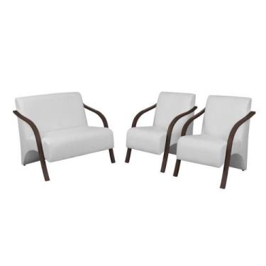 Imagem de Conjunto Poltronas Vênus Braço Madeira Dsalla material sintético Branc