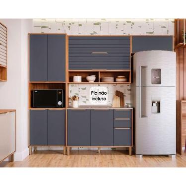 Imagem de Cozinha Completa Esplêndida C4P182 4 Portas 2 Gavetas MDF 70 cm Cinamomo Titanium com T...