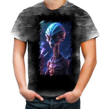 Imagem de Camiseta Desgaste Alien ET Fumando Alienígena 3 - Kasubeck Store®, INF