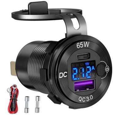 Imagem de Carregador de carro Ouffun 83W 12V com tomada USB 65W PD3.0 e 18W QC3.