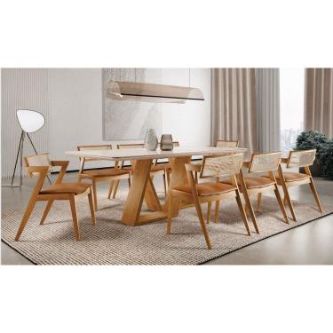 Imagem de Sala de Jantar maciça 8 cadeiras 2,20m corino-Oslo -Imperial