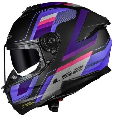Imagem de Capacete Feminino LS2 FF808 Vintage Roxo Bicomposto Moto, Preto Roxo F
