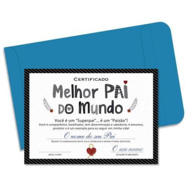 Imagem de Cartao Certificado Melhor Pai Letras - Fina Ideia
