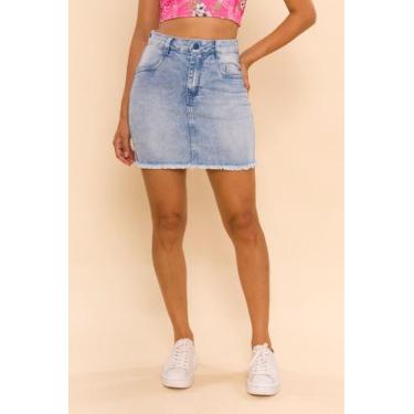 Imagem de Saia Jeans Com Muito Elastano Estonada Cós Alto Blogueirinha - KNOTEN 