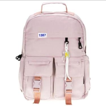 Imagem de Mochila feminina escolar/passeio impermeavel grande - Rabisco, Rosa