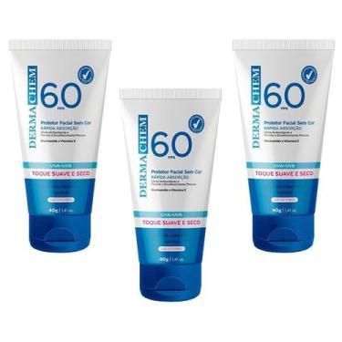 Imagem de Kit 3 Protetor Solar Facial FPS 60 UVA+UVB Dermachem 40g