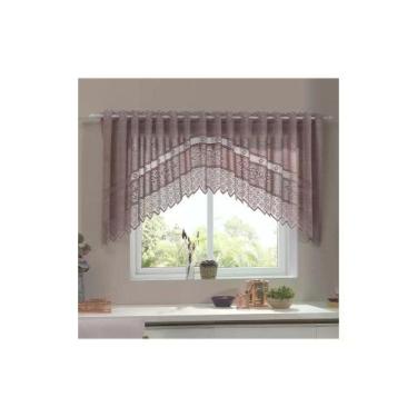 Imagem de Cortina para Cozinha Donna 300x100 cm Renda Cascata Color Rose - INTER