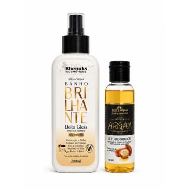 Imagem de Combo Protetor Térmico Banho Brilhante + Óleo de Argam 60ml - Rhenuks