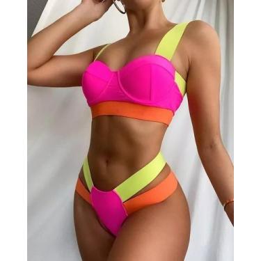 Imagem de N0271-Bikini Biquíni Sexy Aro Fio Dental Asa Delta Neon Luxo - Xumi, R