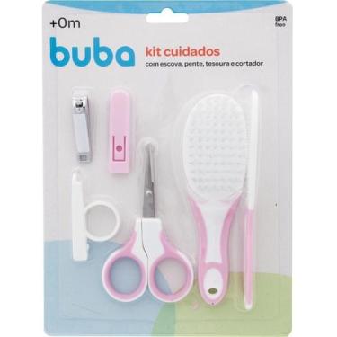 Imagem de Kit Cuidados e Higiene Bebê Pente Escova e Cortador Rosa - Bubba