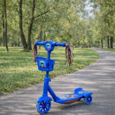 Imagem de Patinete Infantil 3 Rodas com Cestinha e Rodinhas de Led - Brinq Kids,