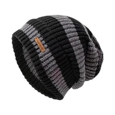 Imagem de Gorro Tricotado Listrado Leve E Quente Unissex À Prova De Vento Para C