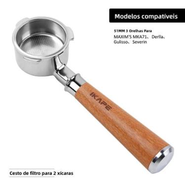 Imagem de Portafilter Sem Fundo Com Cabo De Madeira Para Delonghi, Barsetto, Ber