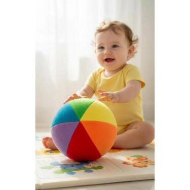 Imagem de 2x Bola Bebê Chocalho Plush Multicor Estimula Coordenação - Congratula