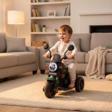 Imagem de Moto Elétrica Infantil Prime Retrô Verde 6V com Luz LED e Sons - UNITO
