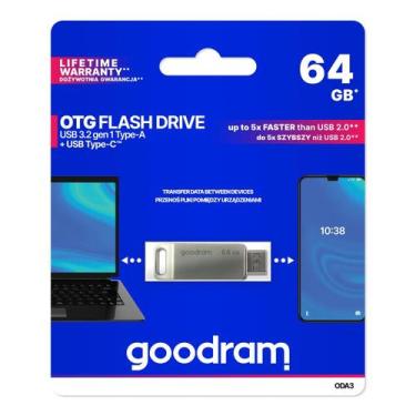 Imagem de Pen Drive ODA3 Prata USB 3.0 64GB GOODRAM