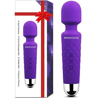 Imagem de Massageador de varinha pessoal, bastão recarregável sem fio para mulheres, 20 padrões e 8 velocidades, bastão massageador portátil portátil à prova d'água para tensão muscular, alívio