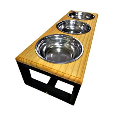 Imagem de Comedouro Elevado Triplo Para Cães e Gatos - Tamanho M