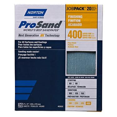 Imagem de Norton Abrasives - St. Gobain, ProSand 23 cm x 28 cm, Lençóis de lixa 400 g – Pacote com 20