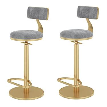 Imagem de Conjunto de 2 Bancos de Barra de Balcão, Barstools Giratórios de Altura Ajustável, Base Redonda de Veludo, Cadeira de Altura do Balcão para a Ilha de Cozinha, Bistrô, Breakfast Restaurante Fezes