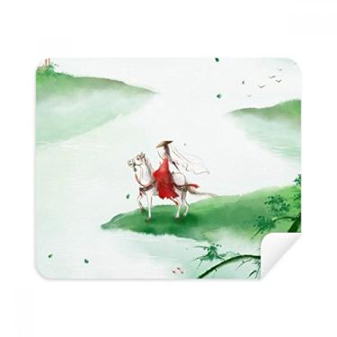 Imagem de Pano de limpeza de aquarela chinês Riding A Horse Go 2 peças de tecido de camurça