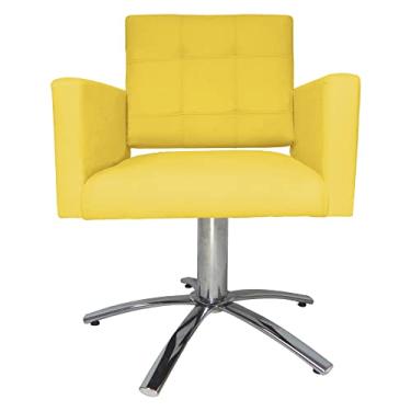 Imagem de Poltrona Decorativa Camila Pés Metal Giratório Suede Amarelo - DS Estofados