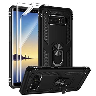 Imagem de Androgate Capa para Samsung Galaxy Note 8 com protetores de tela PET 3D, suporte de anel de metal de nível militar com suporte de 4,5 m, capa à prova de choque testada contra quedas para Samsung