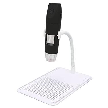 Imagem de Microscópio digital sem fio WiFi, ampliação de zoom 50X-1000X 1080P Câmera portátil com microscópio USB com suporte, 8 luzes de LED Mini microscópio de bolso HD para smartphone Tablet PC (preto)