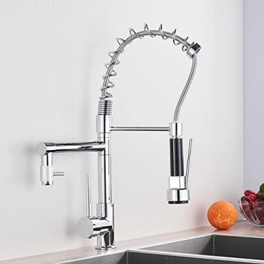 Imagem de Torneira de cozinha de latão preto, pia, torneira, bicos giratórios duplos, água quente e fria, torneiras de banheiro, cromo B, China