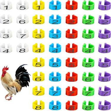 Imagem de Anéis de perna de galinha Weewooday 48 peças de 16 mm com clipe numerado em argolas de perna de identificação de galinha de várias cores para jogos Fowl Turkey Pigeons de ganso de pato para pernas de 1/2 a 5/8 polegadas