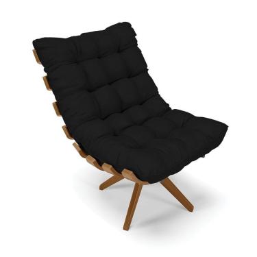 Imagem de Poltrona Giratória Veludo Preto Luxo Base Madeira - D`rossi