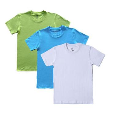 Imagem de Kit 3 Camisetas Infantil Menino Jokenpô - Verde+Azul+Branca