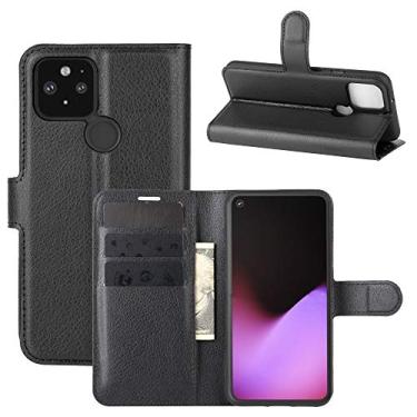 Imagem de HONGYAN Capa de telefone Para o Google Pixel 5 XL Litchi Texture Horizontal Flip Caixa Protetora com suporte e Card Slots & Carteira Capa protetora