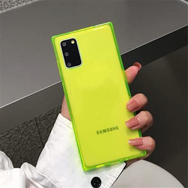 Imagem de Capa de telefone transparente fluorescente neon de luxo para Samsung A51 A71 A21S A31 A11 A02S A20 A30 A50 A70 A91 A81 Capa macia quadrada, amarela, para M80S