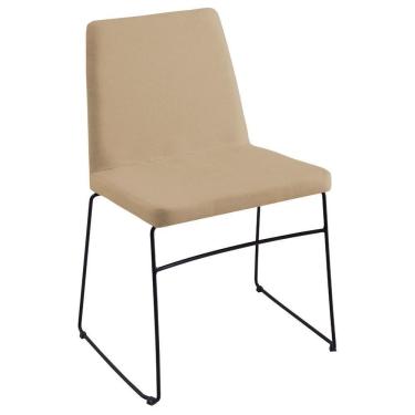 Imagem de Cadeira Estofada Base Em Aço F41 Linho Bege Dmobiliario Bege