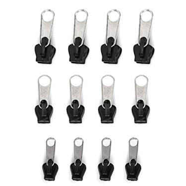 Imagem de Deslizadores de z¨ªper,12 pe?as kit de reparo de cabe?a de z¨ªper de metal universal puxa substitui??o para jaquetas DIY cal?as jeans casacos carteiras(Silver), Z¡§aper Universal de casaco Cabe?a C