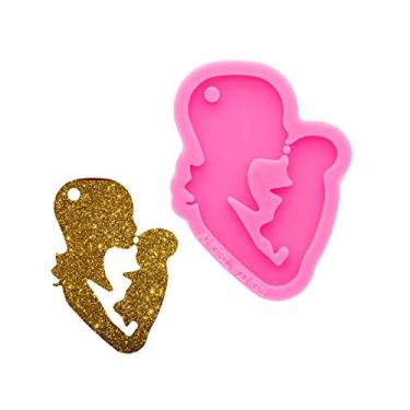 Imagem de Chaveiro brilhante para criação de forma de amor pai-filho colar molde de argila polímero joias epóxi molde de silicone resina moldes de artesanato para chaveiros molde