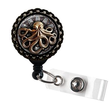 Imagem de Suporte de identificação para carretel de crachá retrátil de resina de polvo da Steampunk