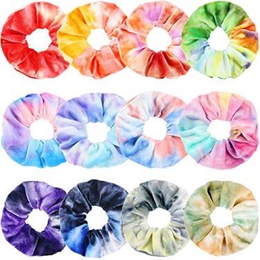 Imagem de Escarpim IvariSS para meninas, 12 peças de adesivos de veludo tingido para cabelo, suporte macio de rabo de cavalo arco-íris, lindas cores doces elásticas para cabelo para adolescentes e mulheres