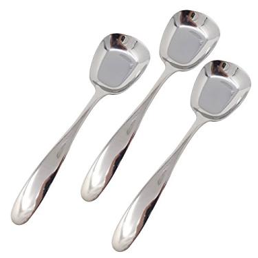 Imagem de Honbay 3PCS Fashion Korean style Thick Heavy Weight Stainless Steel Soup Spoons Table Spoons Dinner Spoons Rice Spoons Flat Square Spoon
