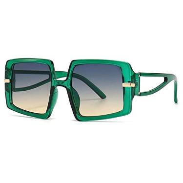 Imagem de Óculos de sol feminino quadrado na moda moda superdimensionado grande preto branco braços recortados óculos de sol uv400 tons, amarelo verde, tamanho único